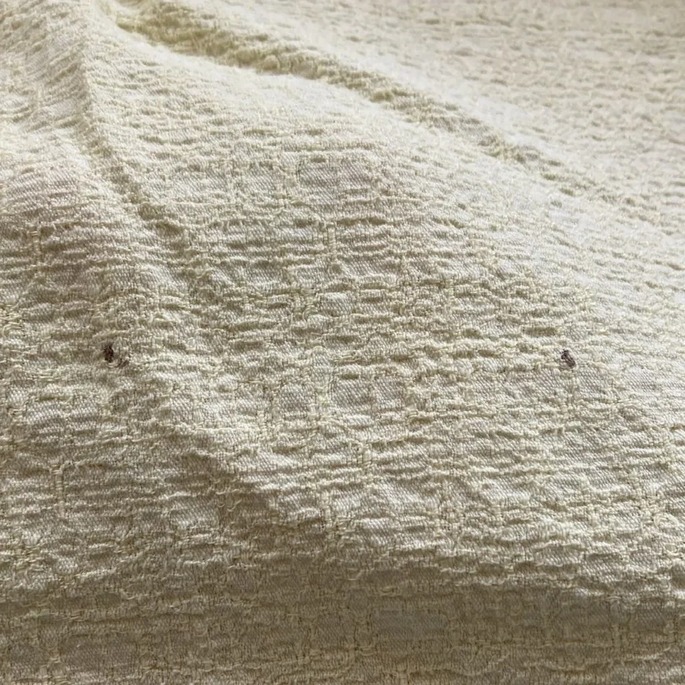 Vintage Twin Bedspread Pom Poms Fringe Trim Yellow‎ Lightweight Feminine